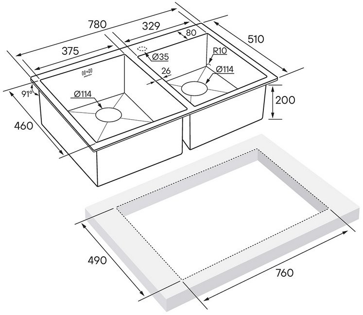 Мойка кухонная Paulmark Kroner 78/2S PM237851-BG брашированное золото Мойка кухонная Paulmark Kroner 78/2S PM237851-BG брашированное золото