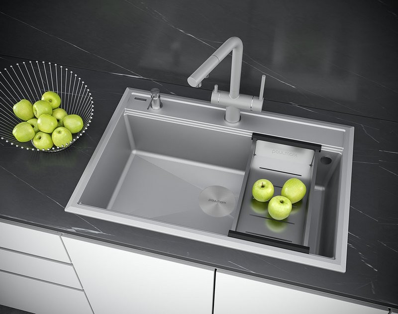 Мойка кухонная Paulmark Kante 45 PM114651-GRM серый металлик Мойка кухонная Paulmark Kante 45 PM114651-GRM серый металлик