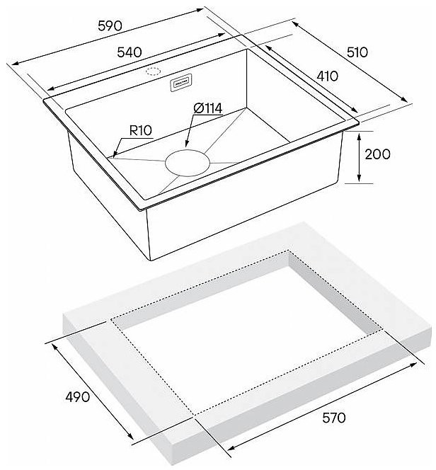 Мойка кухонная Paulmark Brim PM215951-GM вороненая сталь Мойка кухонная Paulmark Brim PM215951-GM вороненая сталь