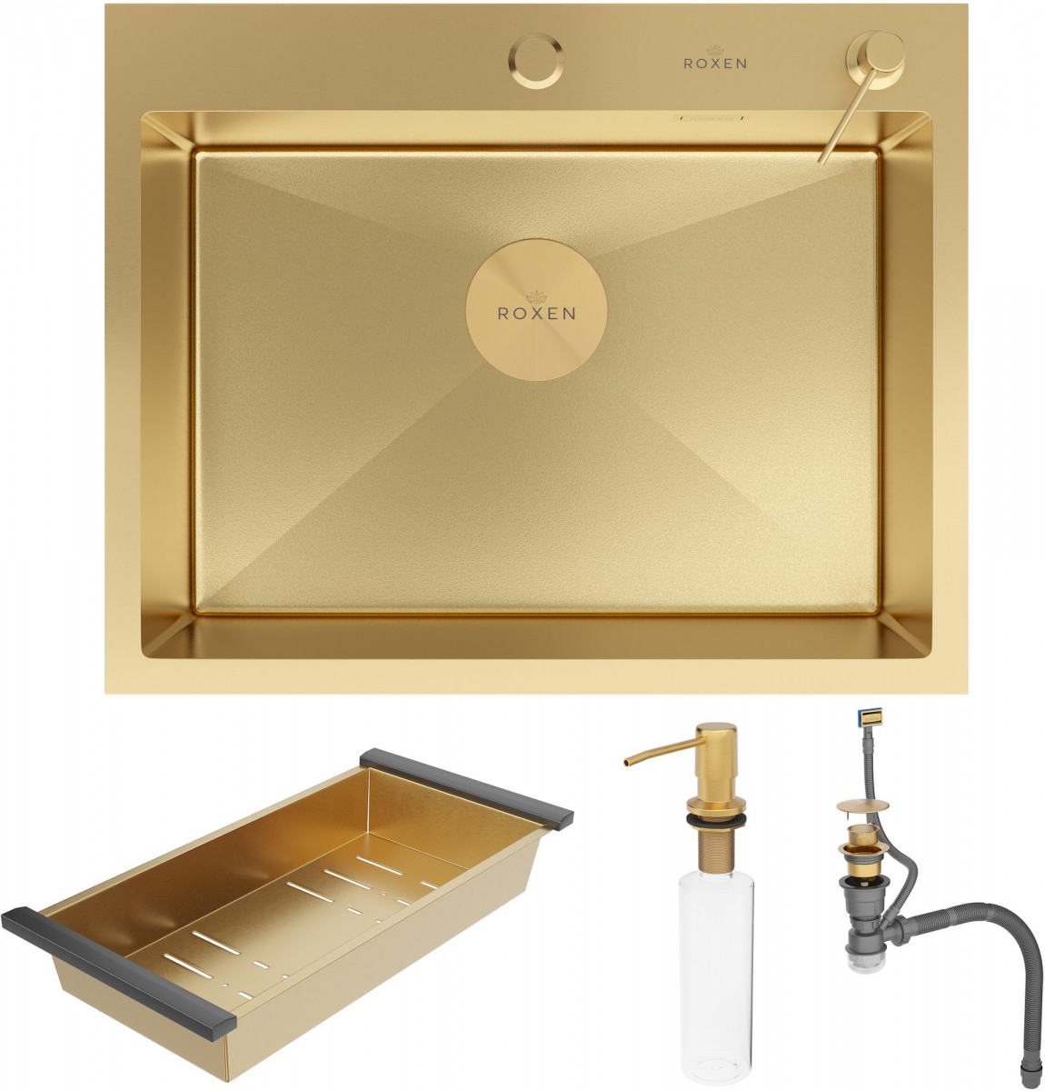 Мойка кухонная Roxen Simple 560220-50G-V 50x48 золото/вулканический песок Мойка кухонная Roxen Simple 560220-50G-V 50x48 золото/вулканический песок