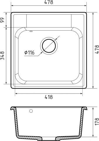 Мойка кухонная GranFest QUARZ Z-48 белый Мойка кухонная GranFest QUARZ Z-48 белый