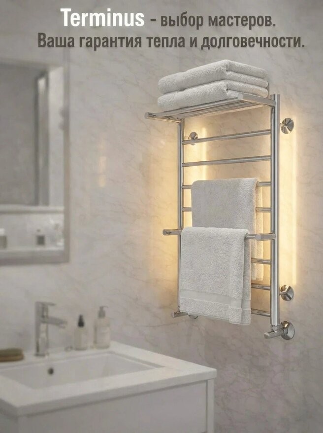 Полотенцесушитель водяной Terminus Анкона с полкой НР П8 500x801 Полотенцесушитель водяной Terminus Анкона с полкой НР П8 500x801