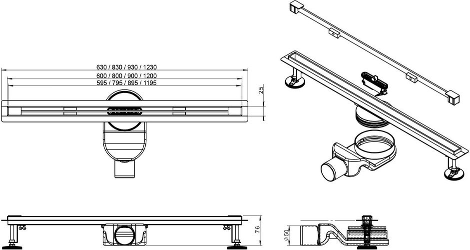 Душевой трап Roxen Slim Gold 91060-120GB Душевой трап Roxen Slim Gold 91060-120GB