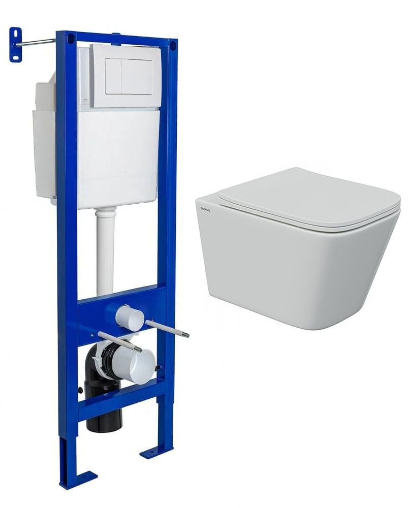 Комплект инсталляции Berges Атом 410 с белой клавишей смыва и унитазом FLOE S Rimless 51 с сиденьем Floe S Slim SO Комплект инсталляции Berges Атом 410 с белой клавишей смыва и унитазом FLOE S Rimless 51 с сиденьем Floe S Slim SO