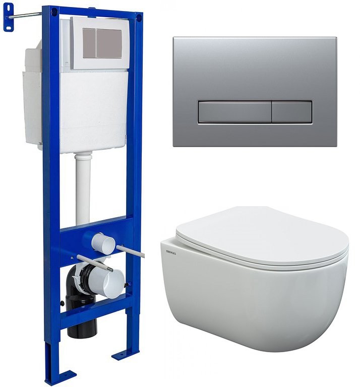 Комплект инсталляции Berges Атом 410 с клавишей Атом Line матовый хром и унитазом VENTAS Rimless 49 с клавишей смыва Ventas Slim SO Комплект инсталляции Berges Атом 410 с клавишей Атом Line матовый хром и унитазом VENTAS Rimless 49 с клавишей смыва Ventas Slim SO