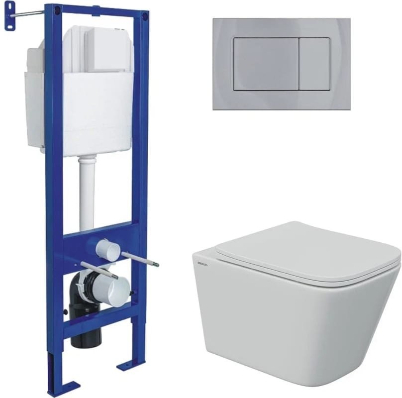 Комплект унитаз Berges FLOE S Rimless + инсталляция Berges Atom + сидение дюропласт Floe S Slim SO + клавиша смыва хром Комплект унитаз Berges FLOE S Rimless + инсталляция Berges Atom + сидение дюропласт Floe S Slim SO + клавиша смыва хром