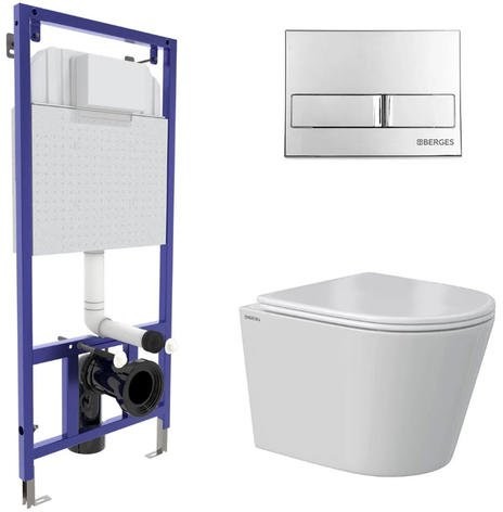 Комплект унитаз Berges VITA Rimless + инсталляция Novum + клавиша смыва L3 хром глянец Комплект унитаз Berges VITA Rimless + инсталляция Novum + клавиша смыва L3 хром глянец