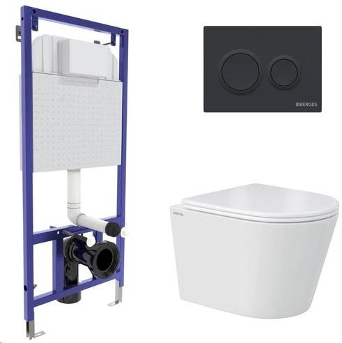 Комплект унитаз Berges VITA Rimless + инсталляция Novum + клавиша смыва O5 Soft Touch черная Комплект унитаз Berges VITA Rimless + инсталляция Novum + клавиша смыва O5 Soft Touch черная