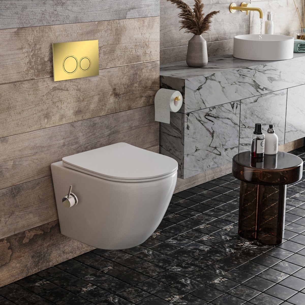 Комплект 6 в 1 Roxen StounFix Dual Fresh 968097 клавиша смыва Santi 410260G + унитаз Roxen Antares Bidet 530185-01X Комплект 6 в 1 Roxen StounFix Dual Fresh 968097 клавиша смыва Santi 410260G + унитаз Roxen Antares Bidet 530185-01X