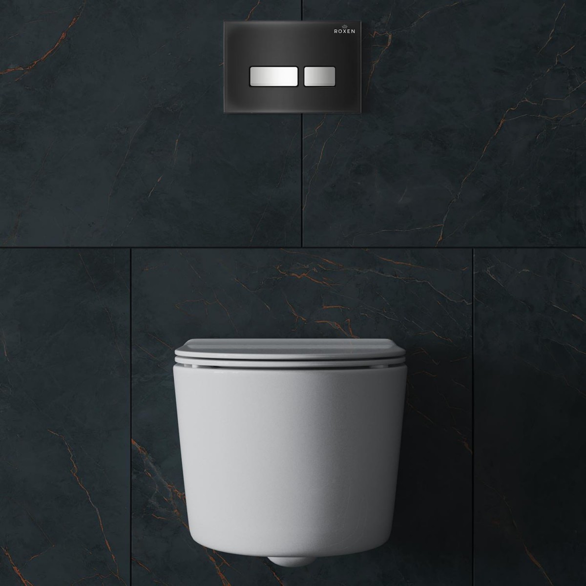 Комплект инсталляции 6 в 1 Roxen StounFix Dual Fresh 965318 с унитазом 530120-01 и клавишей смыва Glass 430280B с аромадозатором Комплект инсталляции 6 в 1 Roxen StounFix Dual Fresh 965318 с унитазом 530120-01 и клавишей смыва Glass 430280B с аромадозатором