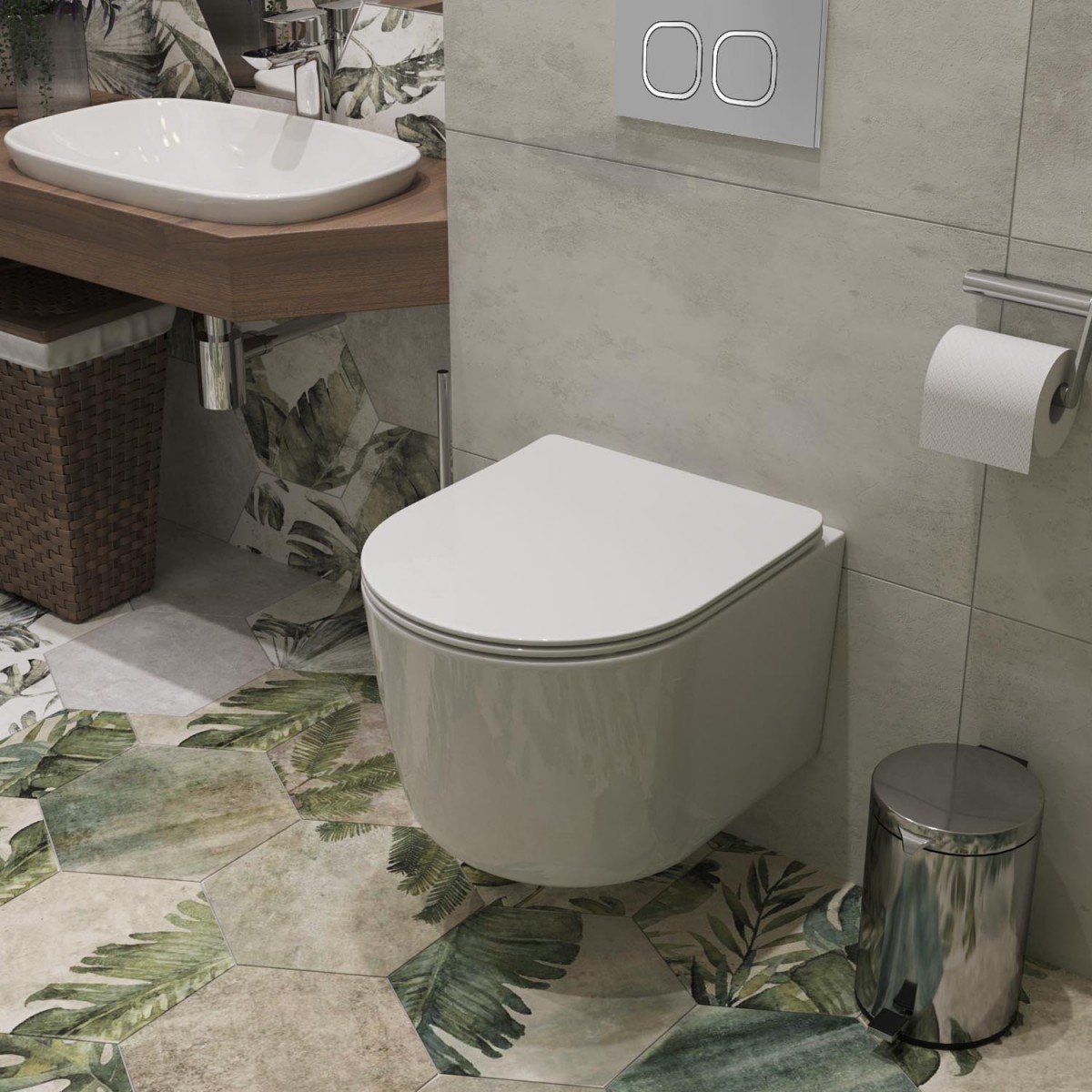 Комплект инсталляции 6 в 1 Roxen StounFix Dual Fresh 919136 с унитазом 530120-01 и клавишей смыва Santi 410280M с аромадозатором Комплект инсталляции 6 в 1 Roxen StounFix Dual Fresh 919136 с унитазом 530120-01 и клавишей смыва Santi 410280M с аромадозатором