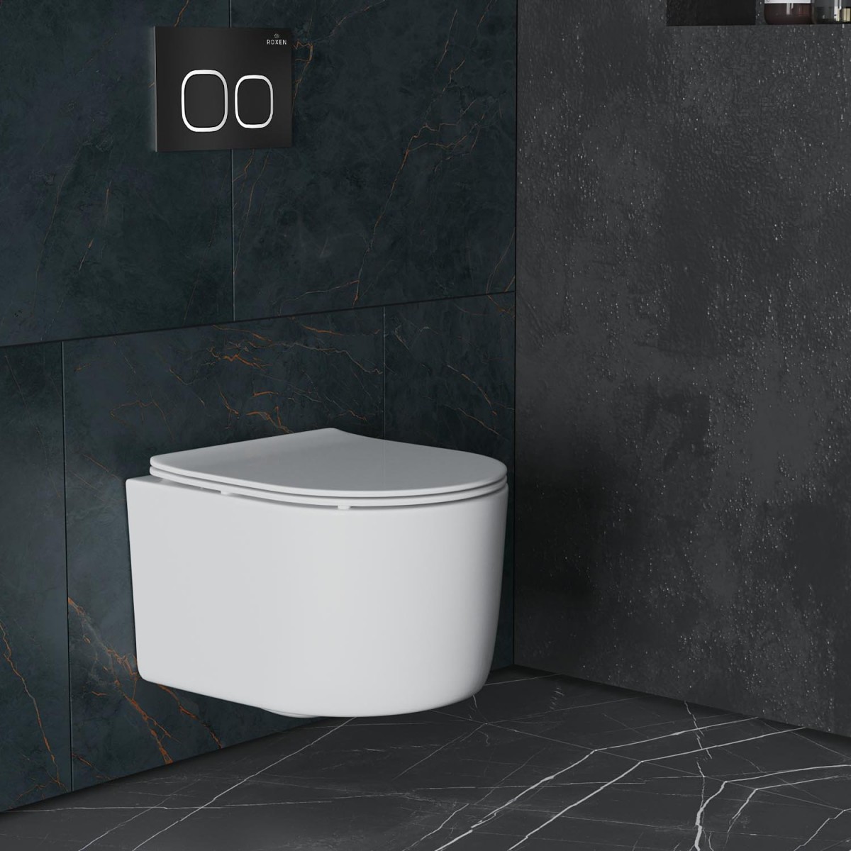 Комплект инсталляции 6 в 1 Roxen StounFix Dual Fresh 917914 с унитазом 530120-01 и клавишей смыва Santi 410280B с аромадозатором Комплект инсталляции 6 в 1 Roxen StounFix Dual Fresh 917914 с унитазом 530120-01 и клавишей смыва Santi 410280B с аромадозатором