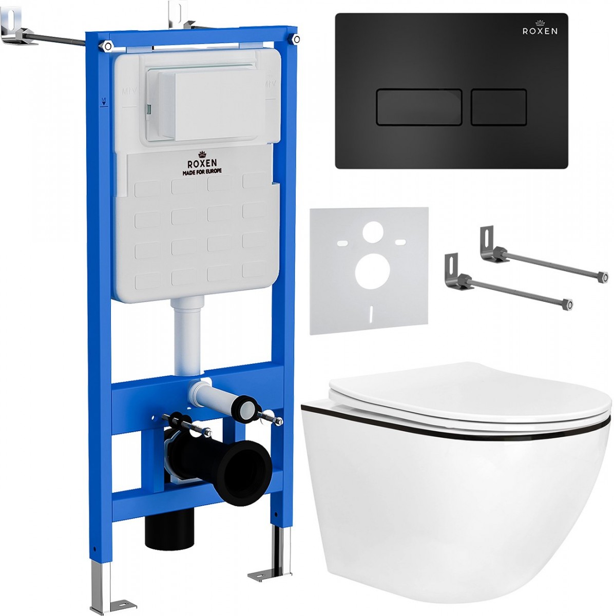 Комплект инсталляции для унитаза 6 в 1 Roxen StounFix Dual Fresh 964755 Caspia черный матовый, с аромадозатором Комплект инсталляции для унитаза 6 в 1 Roxen StounFix Dual Fresh 964755 Caspia черный матовый, с аромадозатором