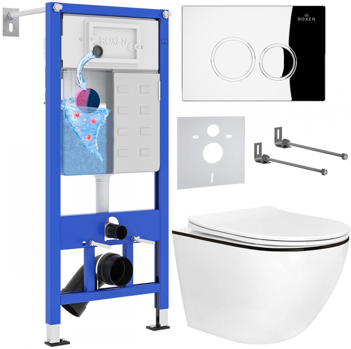 Комплект инсталляции для унитаза 6 в 1 Roxen StounFix Dual Fresh 964658 Santi хром глянец, с аромадозатором Комплект инсталляции для унитаза 6 в 1 Roxen StounFix Dual Fresh 964658 Santi хром глянец, с аромадозатором