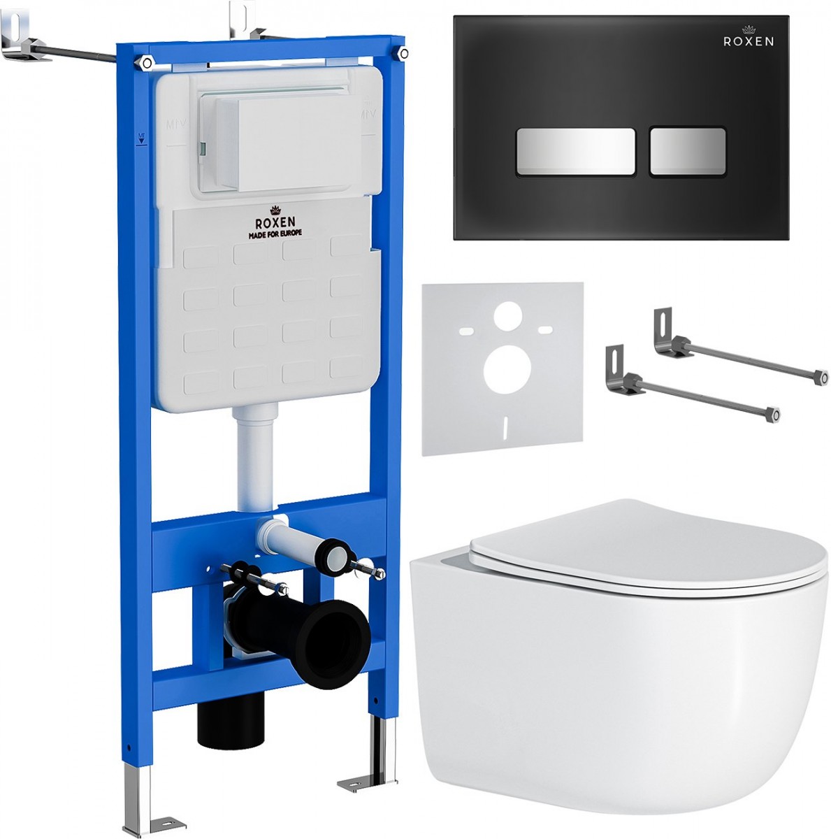 Комплект инсталляции для унитаза 6 в 1 Roxen StounFix Dual Fresh 964615 Glass черный, с аромадозатором Комплект инсталляции для унитаза 6 в 1 Roxen StounFix Dual Fresh 964615 Glass черный, с аромадозатором