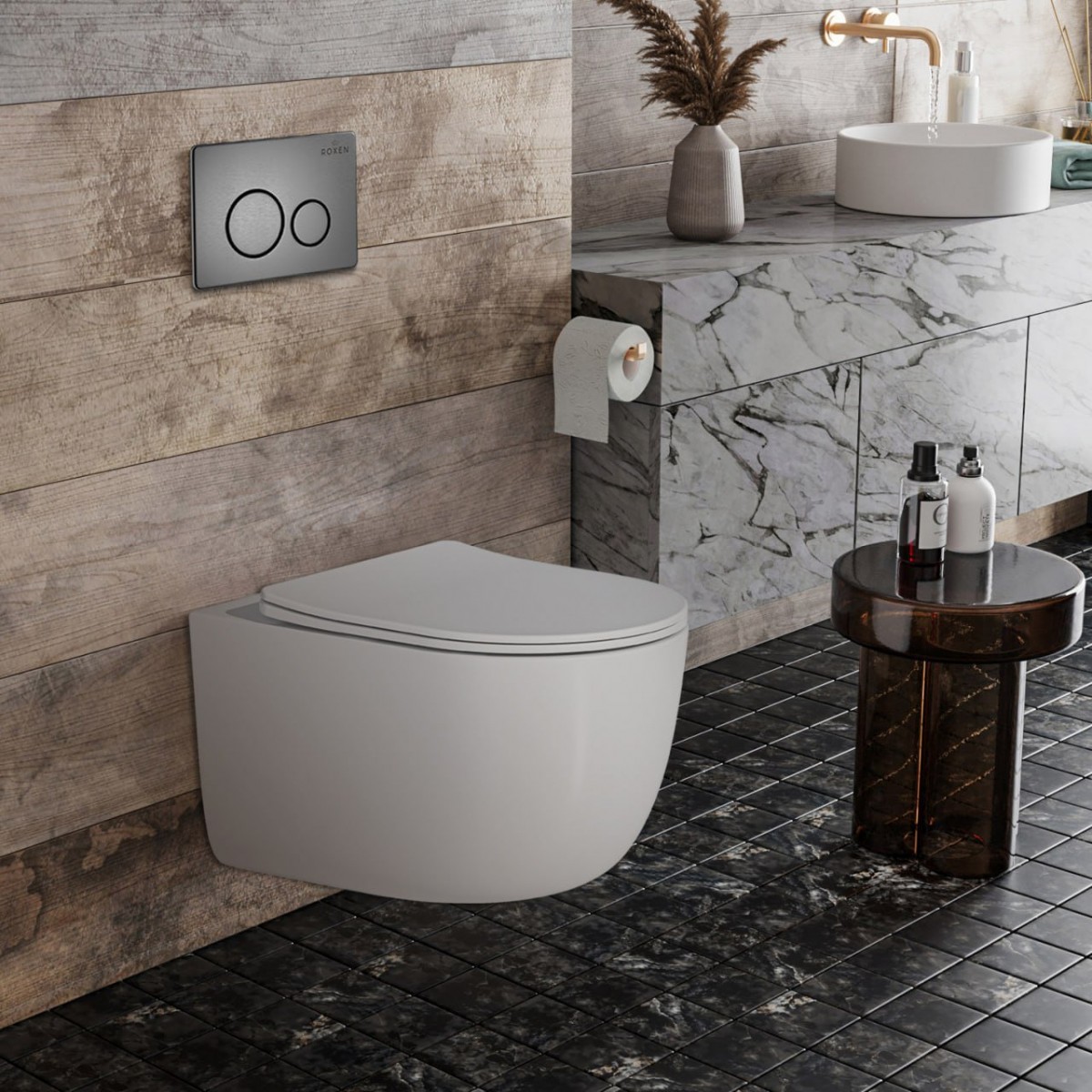 Комплект инсталляции для унитаза 6 в 1 Roxen StounFix Dual Fresh 964590 Steel оружейная сталь, с аромадозатором Комплект инсталляции для унитаза 6 в 1 Roxen StounFix Dual Fresh 964590 Steel оружейная сталь, с аромадозатором