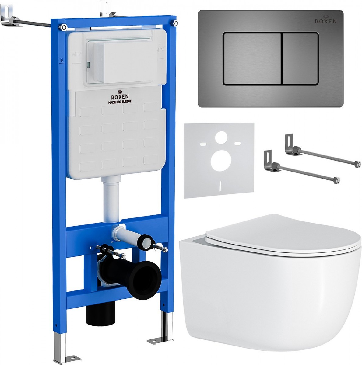 Комплект инсталляции для унитаза 6 в 1 Roxen StounFix Dual Fresh 964579 Steel оружейная сталь, с аромадозатором Комплект инсталляции для унитаза 6 в 1 Roxen StounFix Dual Fresh 964579 Steel оружейная сталь, с аромадозатором