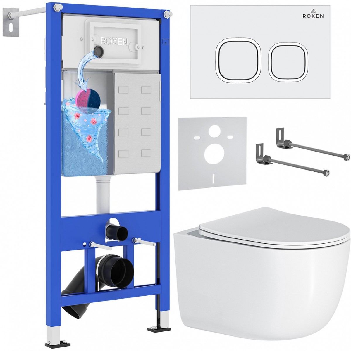 Комплект инсталляции для унитаза 6 в 1 Roxen StounFix Dual Fresh 964425 Santi белый/хром, с аромадозатором Комплект инсталляции для унитаза 6 в 1 Roxen StounFix Dual Fresh 964425 Santi белый/хром, с аромадозатором