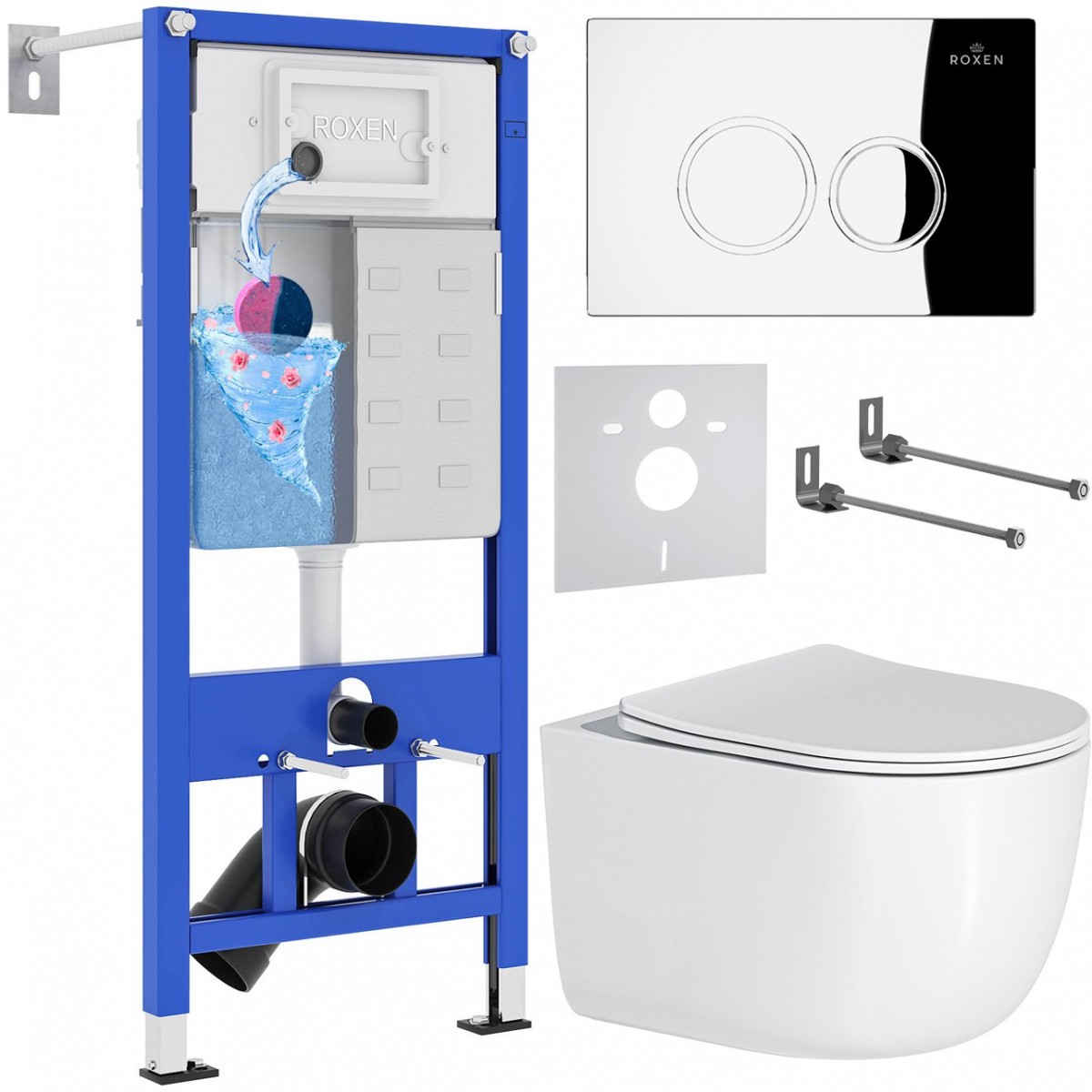 Комплект инсталляции для унитаза 6 в 1 Roxen StounFix Dual Fresh 964332 Santi хром глянцевый, с аромадозатором Комплект инсталляции для унитаза 6 в 1 Roxen StounFix Dual Fresh 964332 Santi хром глянцевый, с аромадозатором