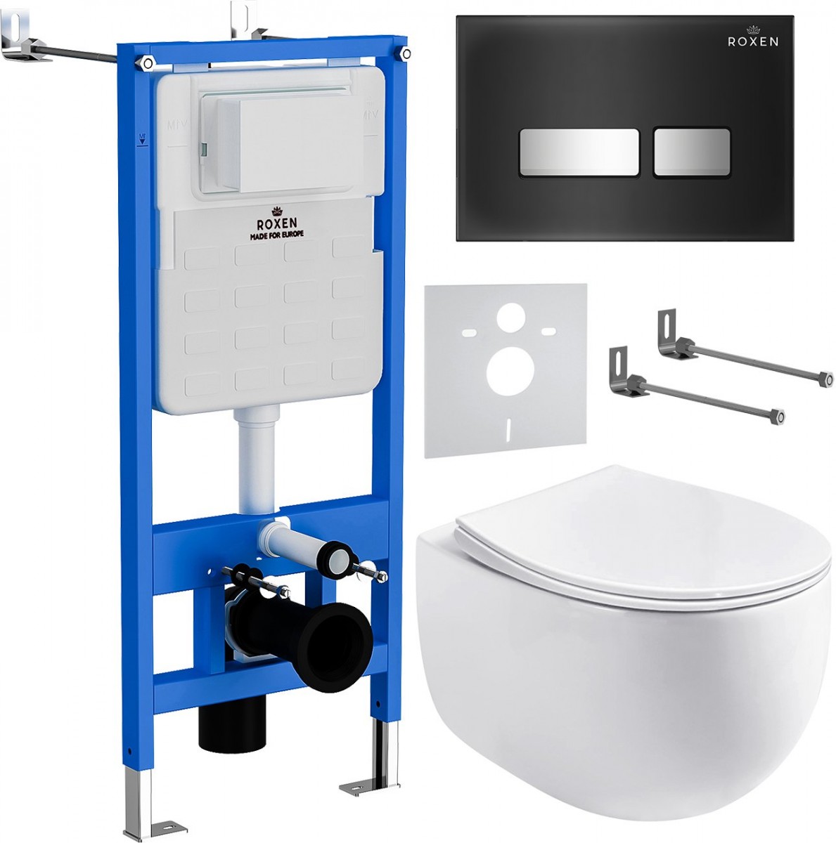 Комплект инсталляции для унитаза 6 в 1 Roxen StounFix Dual Fresh 964256 Glass черный, с аромадозатором Комплект инсталляции для унитаза 6 в 1 Roxen StounFix Dual Fresh 964256 Glass черный, с аромадозатором