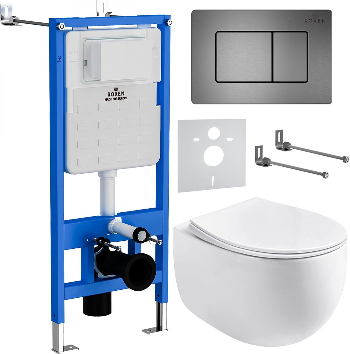 Комплект инсталляции для унитаза 6 в 1 Roxen StounFix Dual Fresh 964215 Steel оружейная сталь, с аромадозатором Комплект инсталляции для унитаза 6 в 1 Roxen StounFix Dual Fresh 964215 Steel оружейная сталь, с аромадозатором