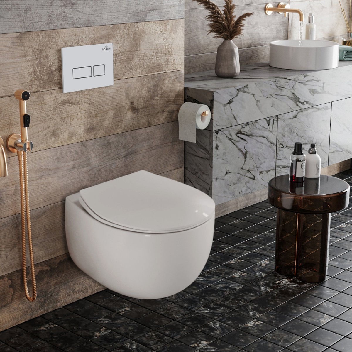 Комплект инсталляции для унитаза 6 в 1 Roxen StounFix Dual Fresh 964170 с клавишей Caspia белый глянец, с аромадозатором Комплект инсталляции для унитаза 6 в 1 Roxen StounFix Dual Fresh 964170 с клавишей Caspia белый глянец, с аромадозатором