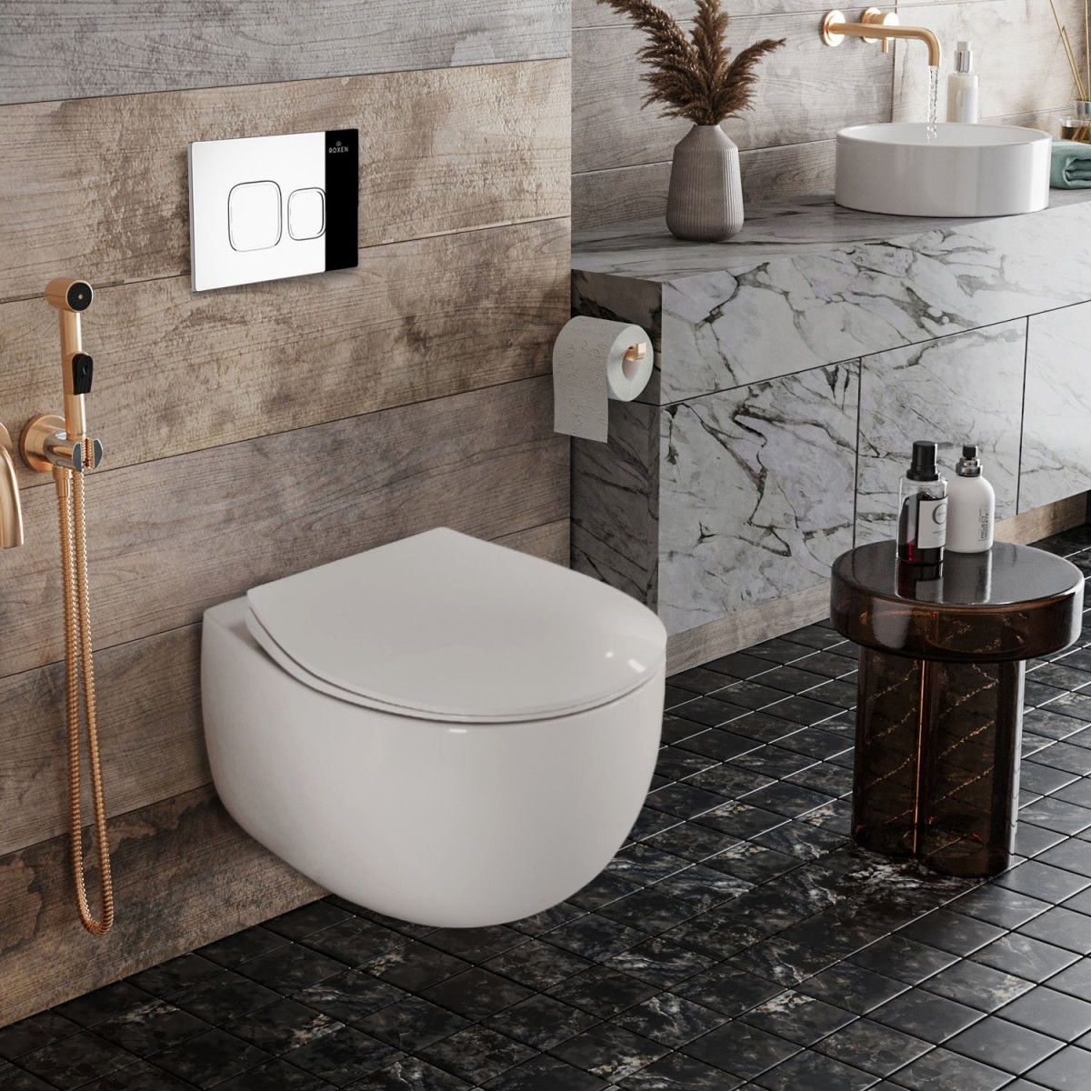 Комплект инсталляции для унитаза 6 в 1 Roxen StounFix Dual Fresh 964100 хром глянцевый, с аромадозатором Комплект инсталляции для унитаза 6 в 1 Roxen StounFix Dual Fresh 964100 хром глянцевый, с аромадозатором