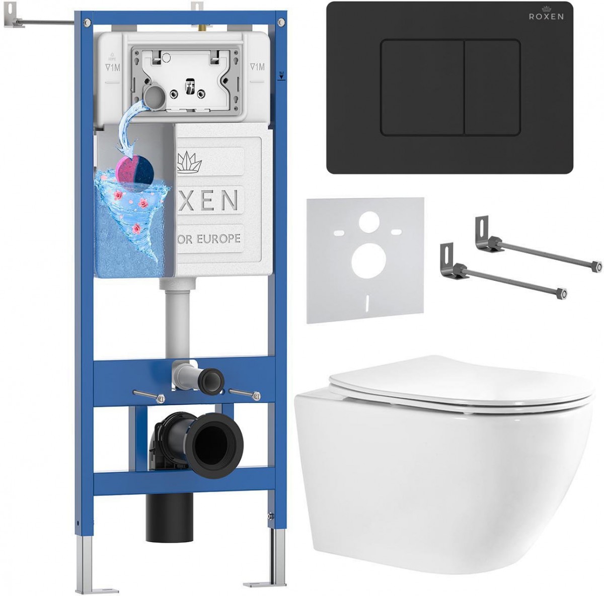 Комплект инсталляции Roxen 6 в 1 StounFix Dual Fresh 868452 клавиша черная Комплект инсталляции Roxen 6 в 1 StounFix Dual Fresh 868452 клавиша черная