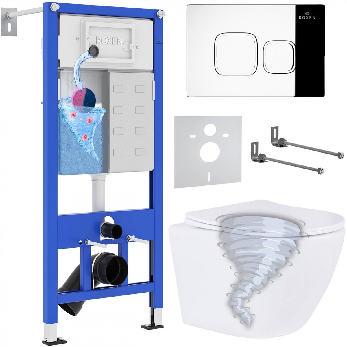 Комплект инсталляции Roxen 6 в 1 StounFix Dual Fresh 868434 клавиша хром Комплект инсталляции Roxen 6 в 1 StounFix Dual Fresh 868434 клавиша хром