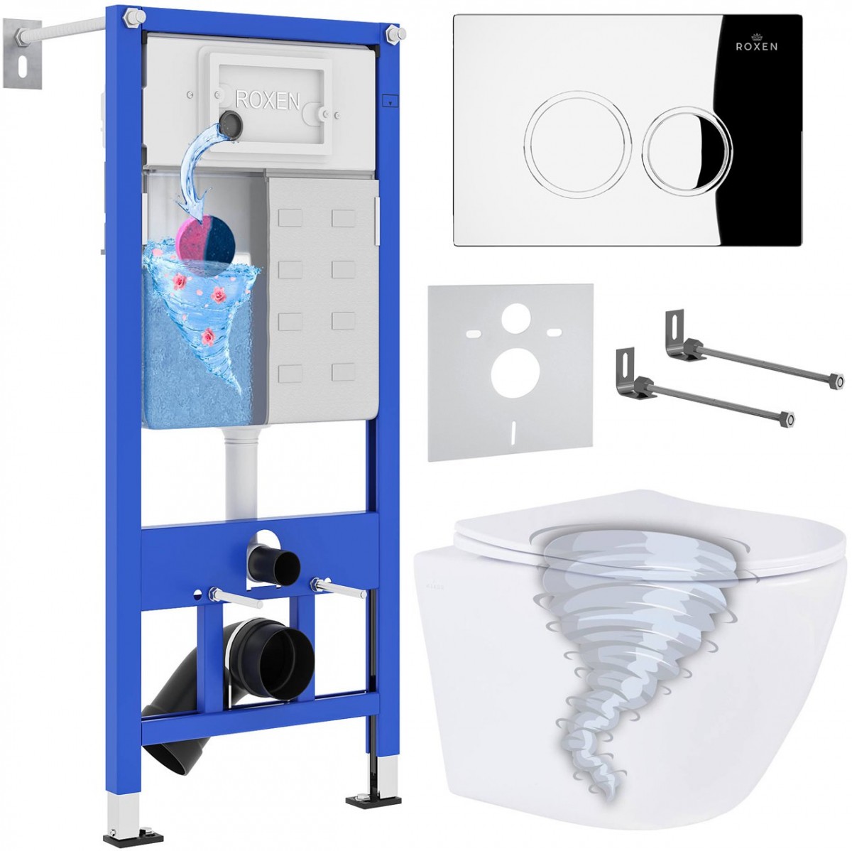 Комплект инсталляции Roxen 6 в 1 StounFix Dual Fresh 868426 клавиша хром Комплект инсталляции Roxen 6 в 1 StounFix Dual Fresh 868426 клавиша хром