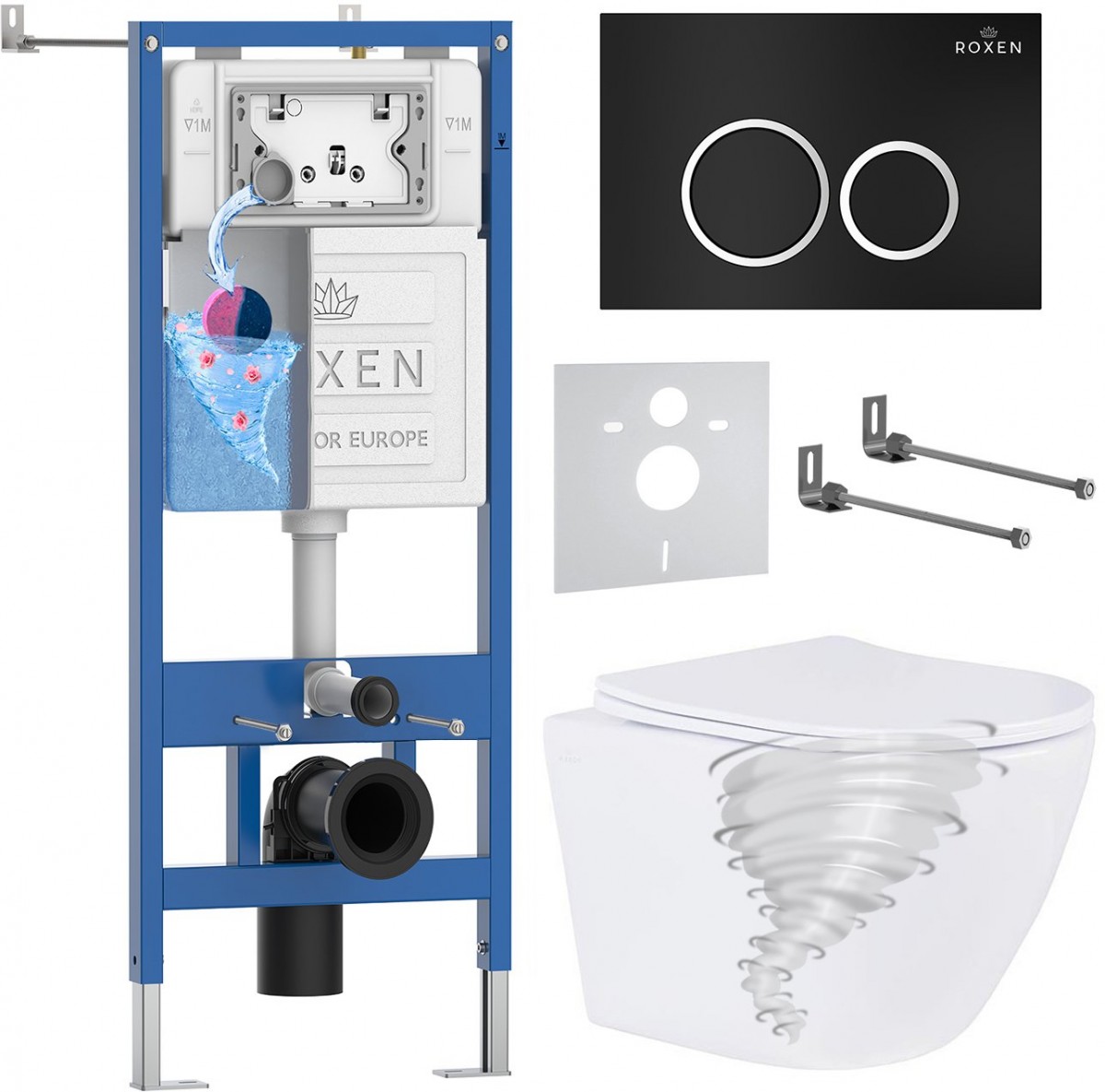 Комплект инсталляции Roxen 6 в 1 StounFix Dual Fresh 868424 клавиша черная Комплект инсталляции Roxen 6 в 1 StounFix Dual Fresh 868424 клавиша черная