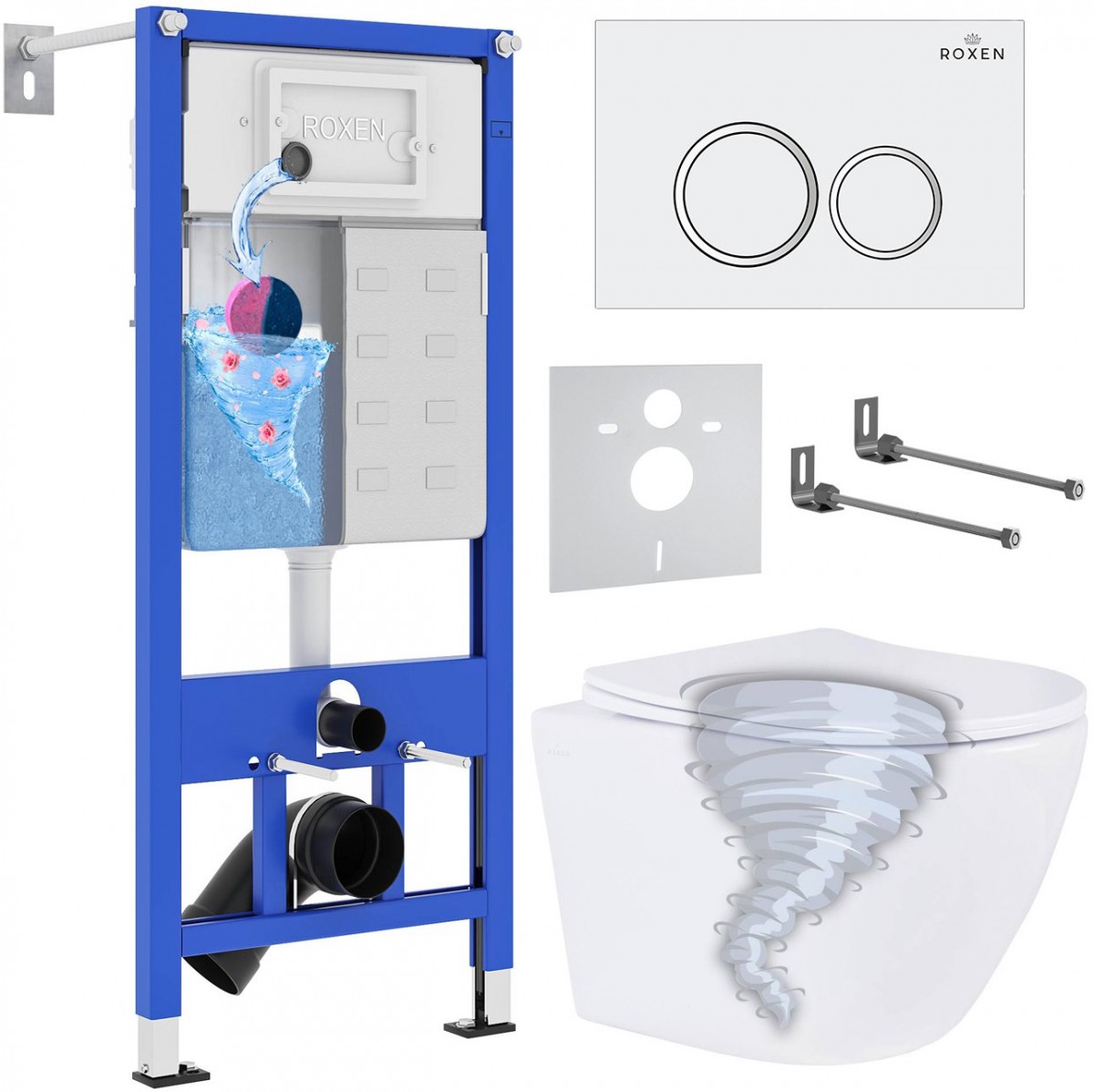 Комплект инсталляции Roxen 6 в 1 StounFix Dual Fresh 868420 клавиша белая Комплект инсталляции Roxen 6 в 1 StounFix Dual Fresh 868420 клавиша белая