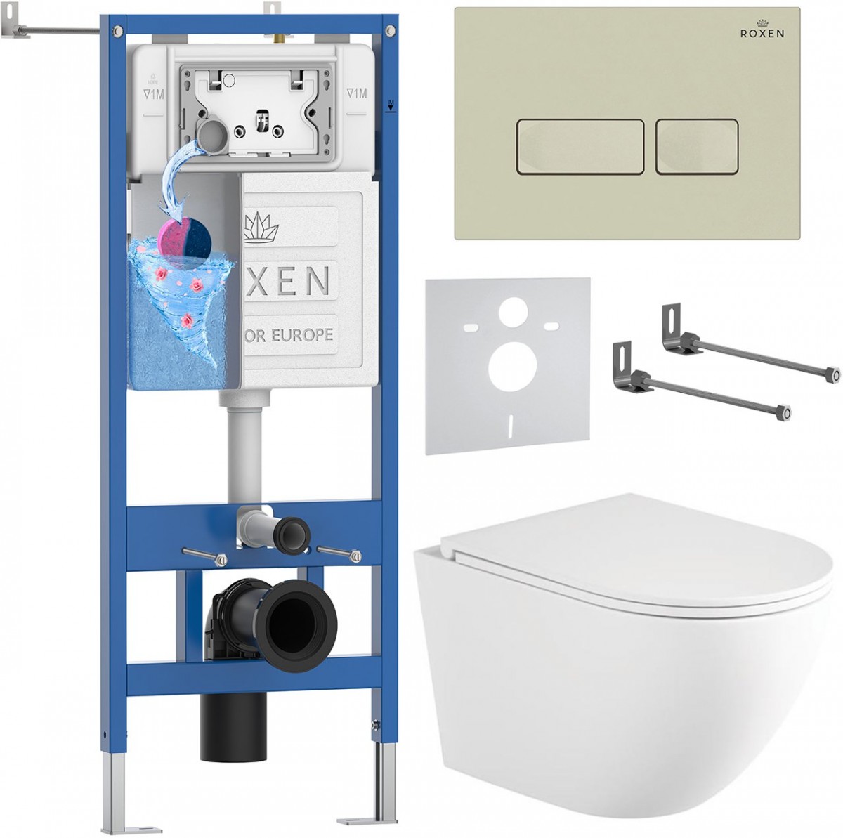 Комплект инсталляции Roxen 6 в 1 StounFix Dual Fresh 868416 клавиша бежевый Комплект инсталляции Roxen 6 в 1 StounFix Dual Fresh 868416 клавиша бежевый