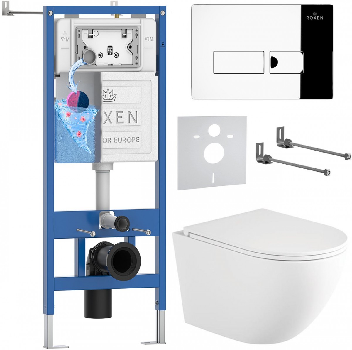 Комплект инсталляции Roxen 6 в 1 StounFix Dual Fresh 868414 клавиша хром Комплект инсталляции Roxen 6 в 1 StounFix Dual Fresh 868414 клавиша хром