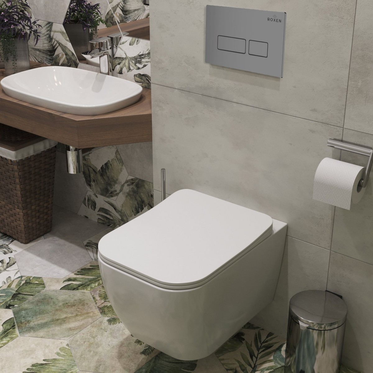 Комплект инсталляции Roxen StounFix Dual Fresh 606295 клавиша хром матовый Комплект инсталляции Roxen StounFix Dual Fresh 606295 клавиша хром матовый