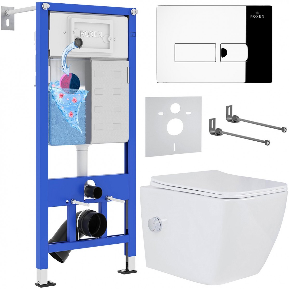 Комплект инсталляции Roxen StounFix Dual Fresh 596716 клавиша хром глянцевый Комплект инсталляции Roxen StounFix Dual Fresh 596716 клавиша хром глянцевый