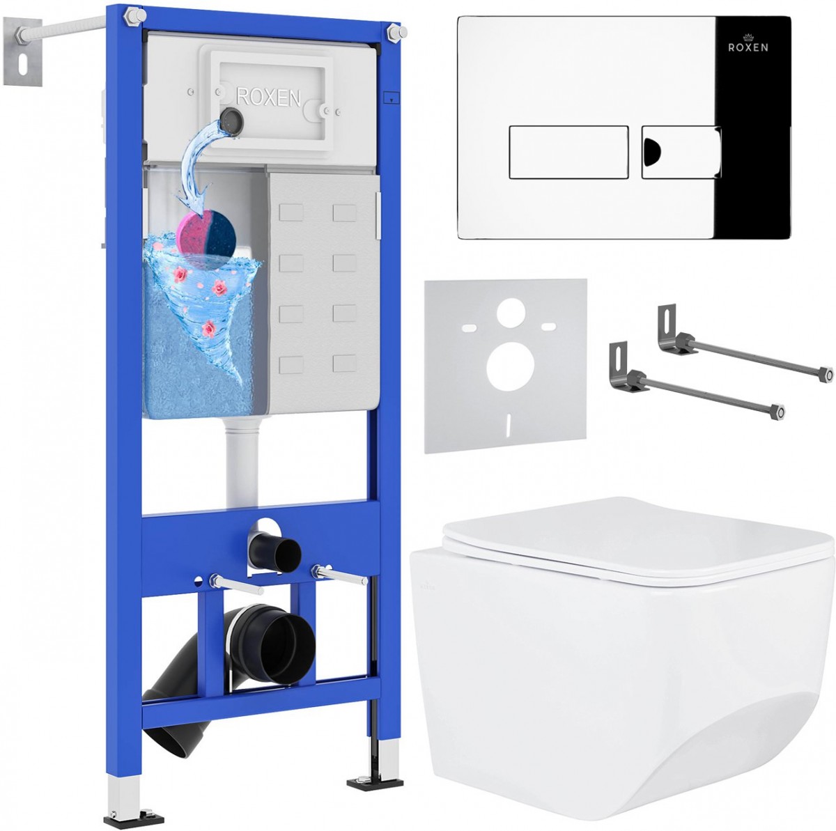 Комплект инсталляции Roxen StounFix Dual Fresh 594218 клавиша хром глянцевый Комплект инсталляции Roxen StounFix Dual Fresh 594218 клавиша хром глянцевый