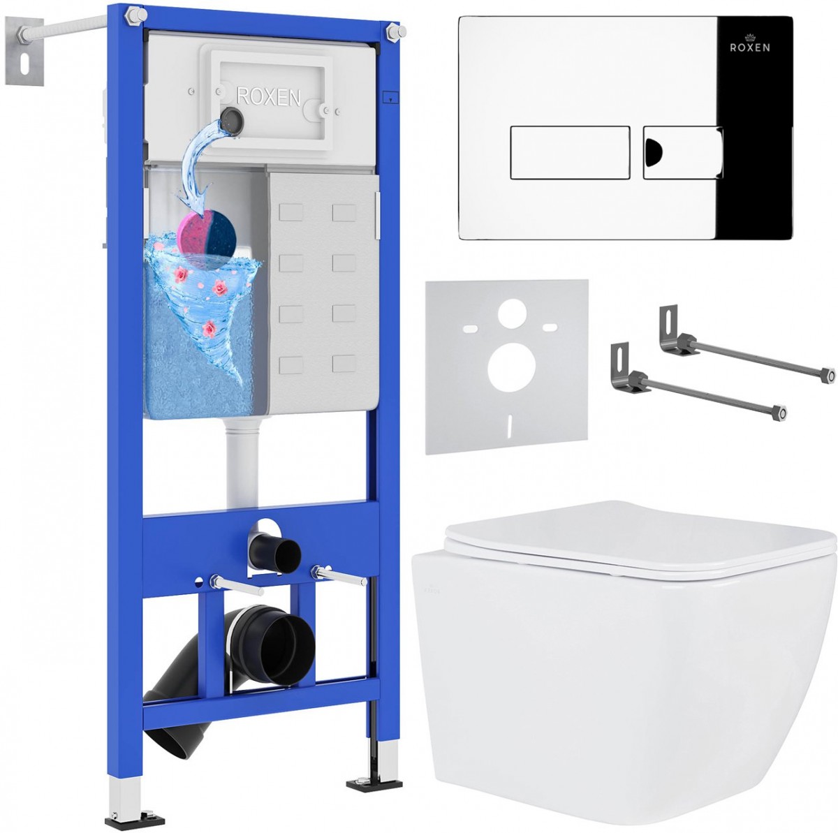 Комплект инсталляции Roxen StounFix Dual Fresh 592045 клавиша хром глянцевый Комплект инсталляции Roxen StounFix Dual Fresh 592045 клавиша хром глянцевый