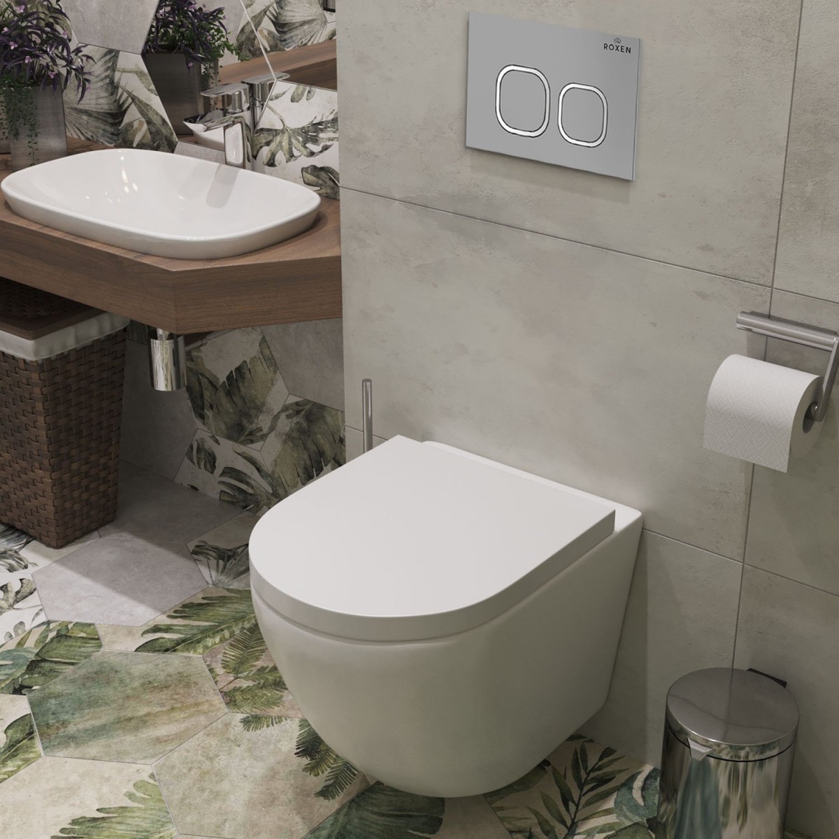 Комплект инсталляции Roxen StounFix Dual Fresh 560993 клавиша хром матовый, с аромадозатором Комплект инсталляции Roxen StounFix Dual Fresh 560993 клавиша хром матовый, с аромадозатором