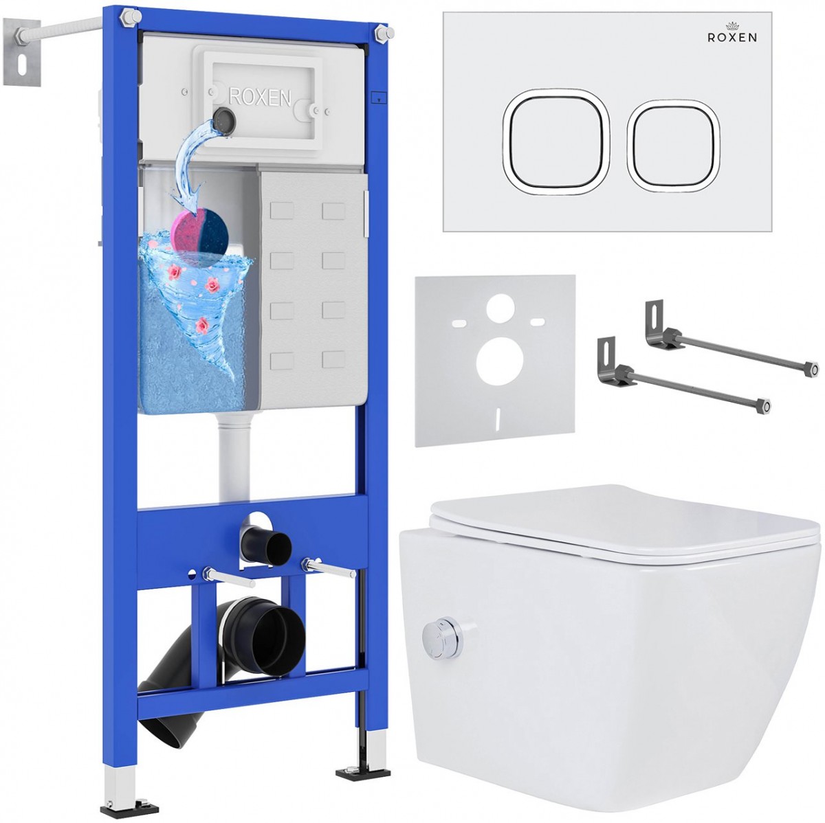 Комплект инсталляции Roxen StounFix Dual Fresh 542448 6в1 клавиша белая/хром, с аромадозатором Комплект инсталляции Roxen StounFix Dual Fresh 542448 6в1 клавиша белая/хром, с аромадозатором