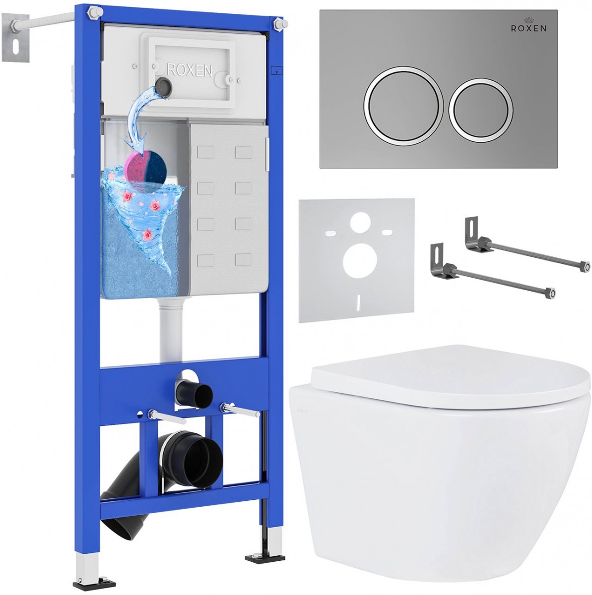 Комплект инсталляции Roxen StounFix Dual Fresh 530326 6в1 клавиша хром, с аромадозатором Комплект инсталляции Roxen StounFix Dual Fresh 530326 6в1 клавиша хром, с аромадозатором