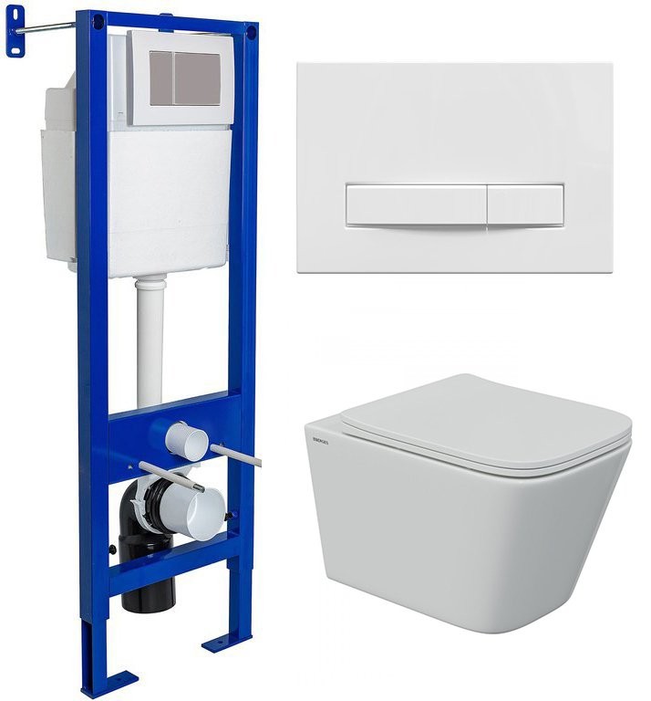 Комплект инсталляции Berges Атом 410 с клавишей Атом Line белая и унитазом FLOE S Rimless Комплект инсталляции Berges Атом 410 с клавишей Атом Line белая и унитазом FLOE S Rimless