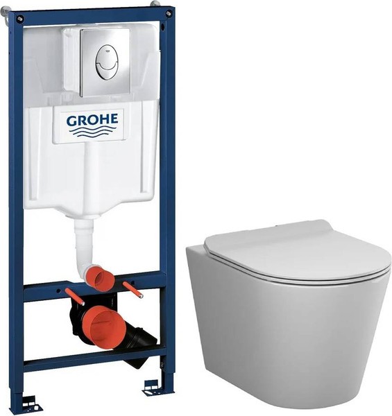 Унитаз подвесной с инсталляцией AM.PM Sunny Flashclean C85C1701SC + GROHE Rapid SL 38721001 Унитаз подвесной с инсталляцией AM.PM Sunny Flashclean C85C1701SC + GROHE Rapid SL 38721001