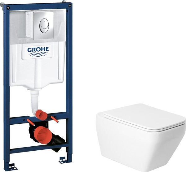 Унитаз подвесной с инсталляцией Saniteco KW-9010W + GROHE Rapid SL 38721001 Унитаз подвесной с инсталляцией Saniteco KW-9010W + GROHE Rapid SL 38721001