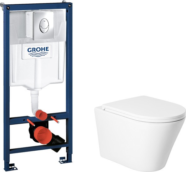 Унитаз подвесной с инсталляцией Saniteco KW-9005W + GROHE Rapid SL 38721001 Унитаз подвесной с инсталляцией Saniteco KW-9005W + GROHE Rapid SL 38721001