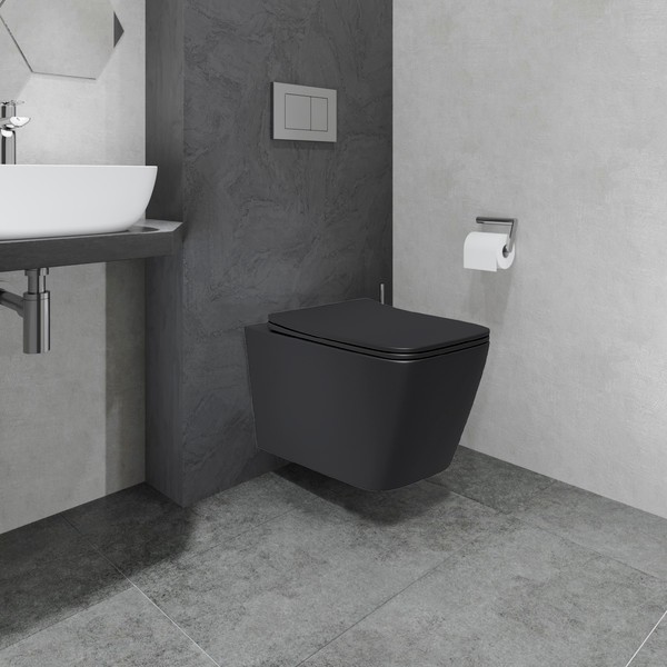 Унитаз подвесной с инсталляцией Lauter Magdeburg 21103EC + 21901002 (кнопка квадратная, черный) Унитаз подвесной с инсталляцией Lauter Magdeburg 21103EC + 21901002 (кнопка квадратная, черный)