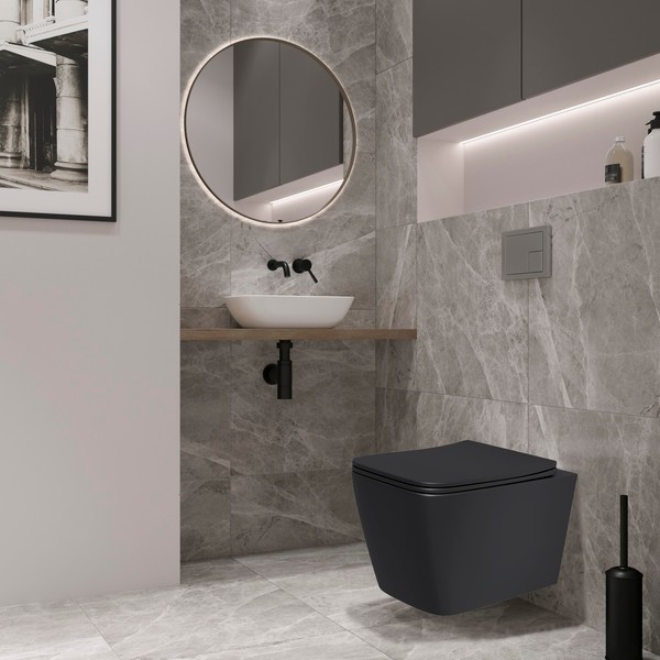 Унитаз подвесной с инсталляцией Lauter Magdeburg 21103EC + 21901002 (кнопка квадратная, черный) Унитаз подвесной с инсталляцией Lauter Magdeburg 21103EC + 21901002 (кнопка квадратная, черный)