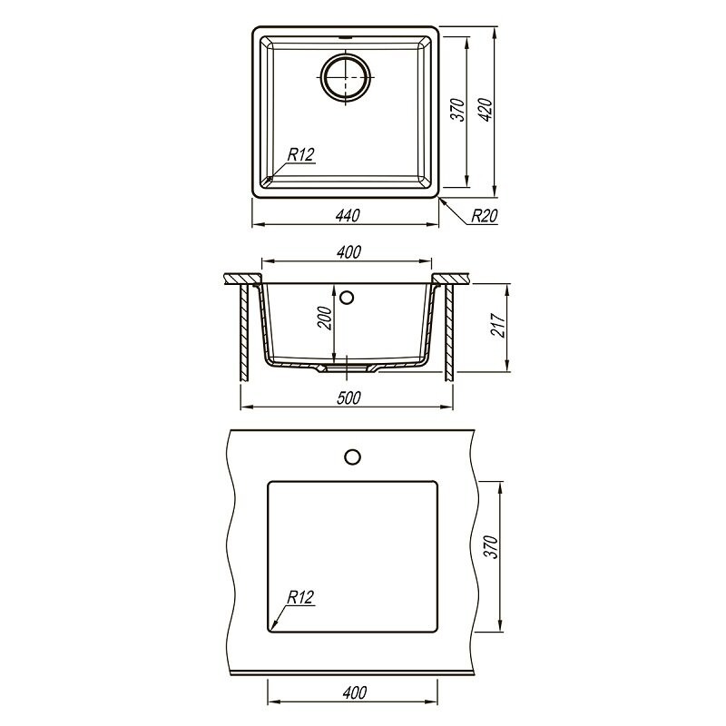 Мойка кухонная Lemark SINARA 440-U 44x42 грей Мойка кухонная Lemark SINARA 440-U 44x42 грей