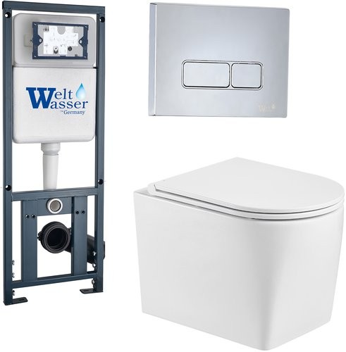 Унитаз подвесной с инсталляцией WeltWasser Marberg 410 + Nesenbach 004 GL-WT + Mar 410 SE Унитаз подвесной с инсталляцией WeltWasser Marberg 410 + Nesenbach 004 GL-WT + Mar 410 SE