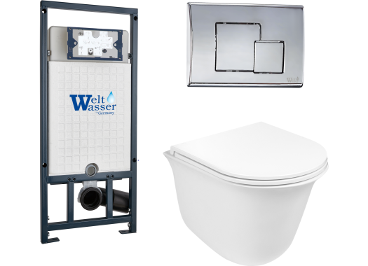 Унитаз подвесной с инсталляцией WeltWasser Telbach 004 GL-WT + Marberg 507 SE Унитаз подвесной с инсталляцией WeltWasser Telbach 004 GL-WT + Marberg 507 SE